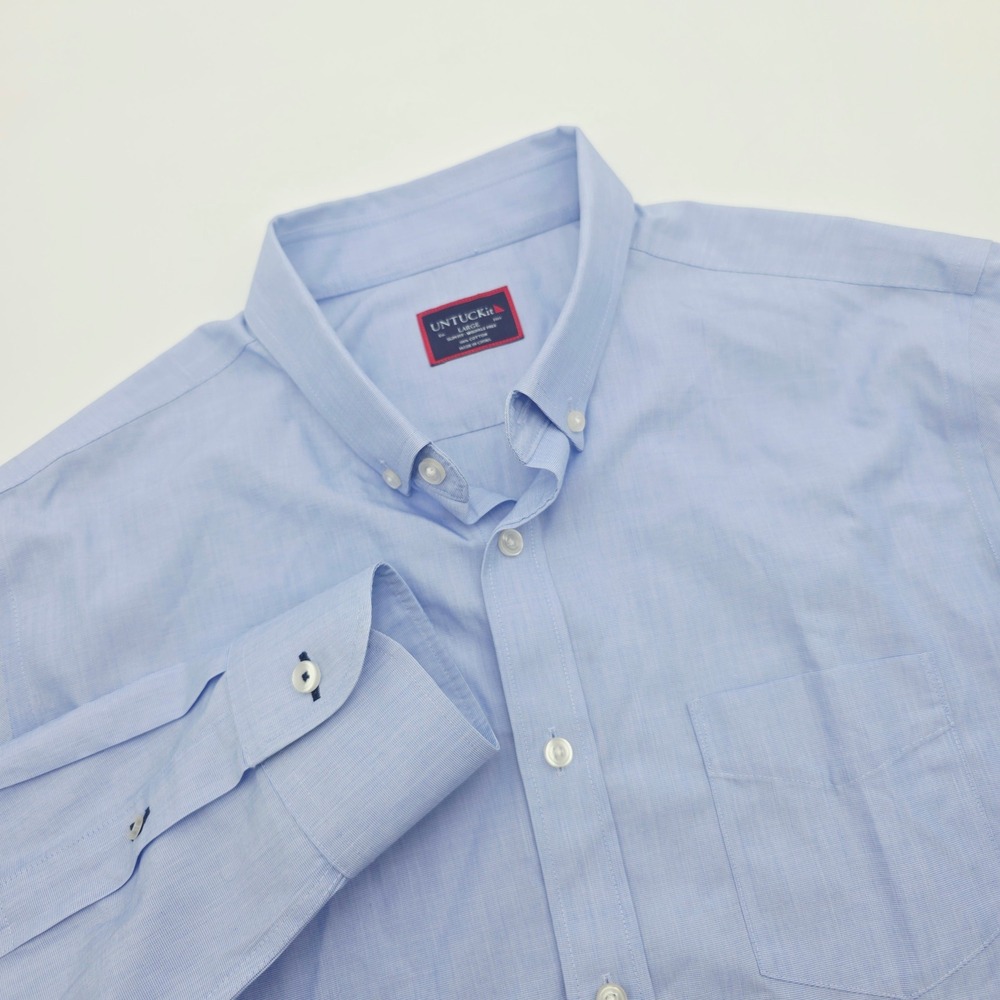 UNTUCKit Hillside Mens Large Slim Fit WF Long Sleeve Blue Button Down Shirt